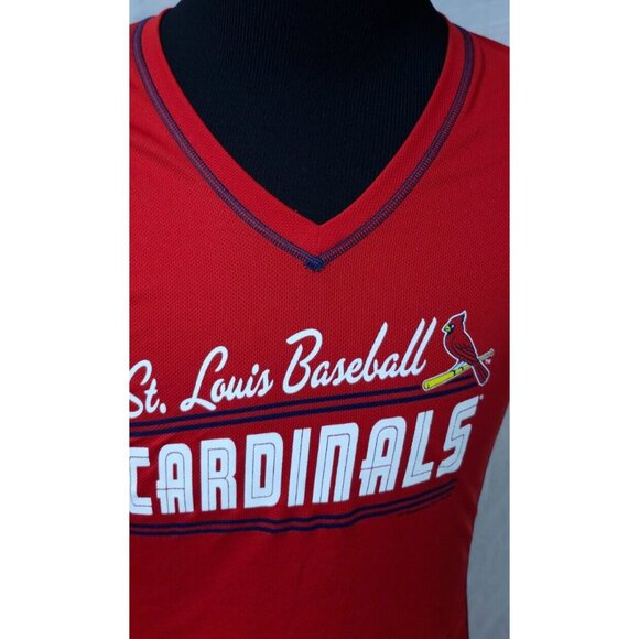 St Louis Cardinals MLB Genuine Merchandise TX3 Cool Large Red V-Neck Jersey Top - Picture 3 of 13